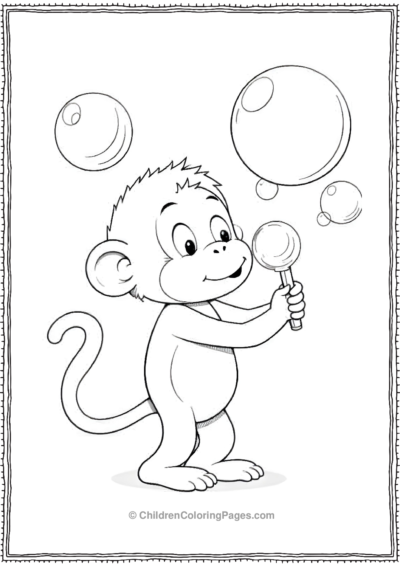 A-monkey-blowing-bubbles-with-a-bubble-wand Free PDF Printable