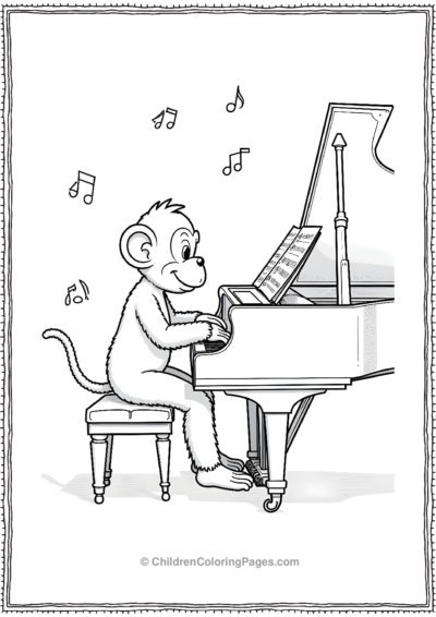 A-monkey-composing-music-on-a-grand-piano Free PDF Printable