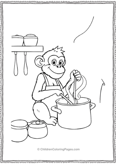 A-monkey-cooking-in-a-kitchen Free PDF Printable