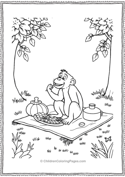 A-monkey-enjoying-a-picnic Free PDF Printable