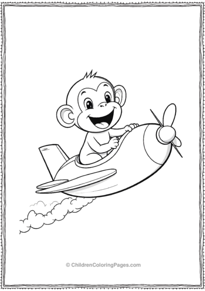 A-monkey-flying-a-toy-airplane-with-a-big-smile Free PDF Printable