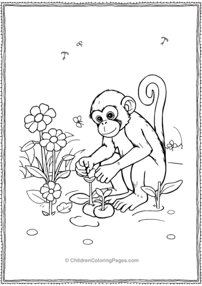 A-monkey-gardening Free PDF Printable