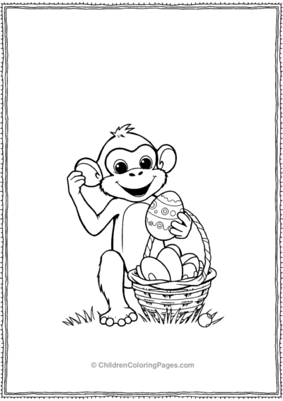 A-monkey-holding-an-Easter-egg Free PDF Printable