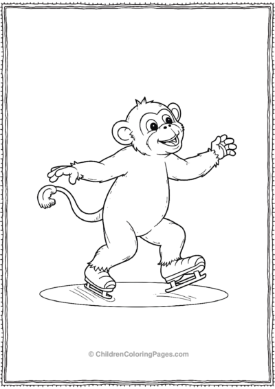 A-monkey-ice-skating-on-a-frozen-pond Free PDF Printable