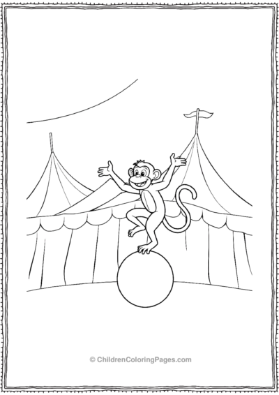 A-monkey-in-a-circus-balancing-on-a-ball Free PDF Printable