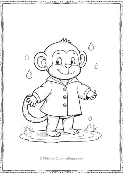 A-monkey-in-a-raincoat-splashing-in-puddles Free PDF Printable