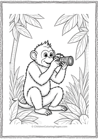 A-monkey-photographer-taking-pictures-in-a-jungle Free PDF Printable