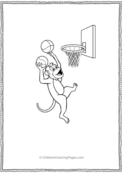 A-monkey-playing-basketball Free PDF Printable