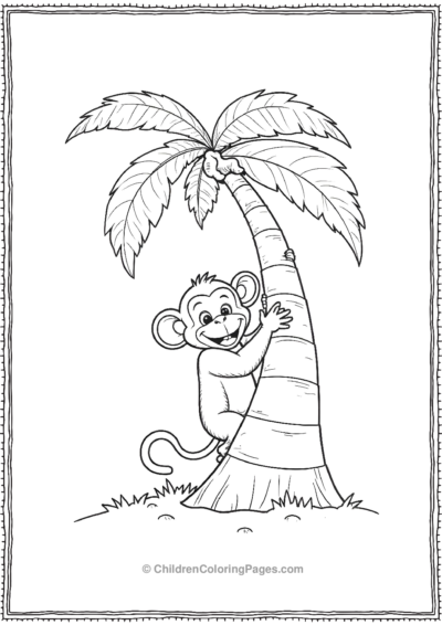 A-monkey-playing-hide-and-seek-behind-a-large-coconut-tree Free PDF Printable