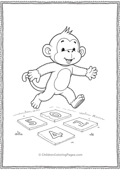 A-monkey-playing-hopscotch Free PDF Printable