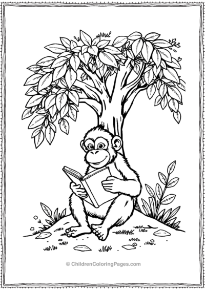 A-monkey-reading-a-book Free PDF Printable