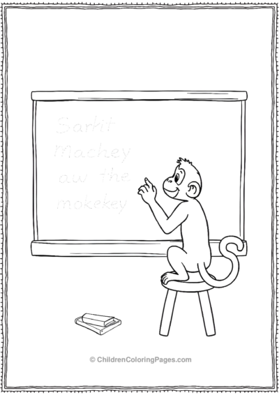 A-monkey-writing-on-a-chalkboard Free PDF Printable