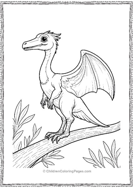 A Pterodactyl Standing On A Branch Free PDF Printable