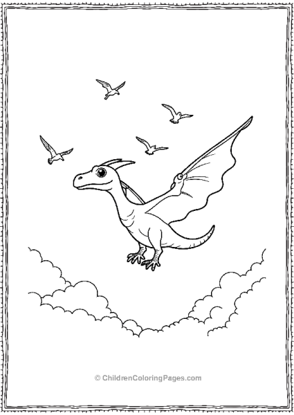 A Realistic Pterodactyl Flying With A Flock Free PDF Printable