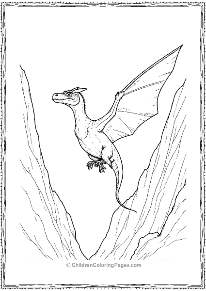 A Realistic Pterodactyl Gliding Through A Canyon Free PDF Printable