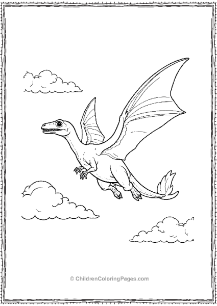 A Realistic Pterodactyl Gliding Through A Cloudy  Free PDF Printable