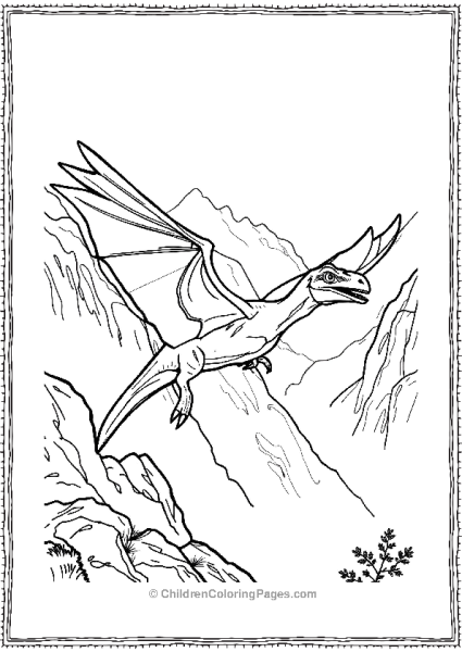 A Realistic Pterodactyl Gliding Through Misty Mountains Free PDF Printable