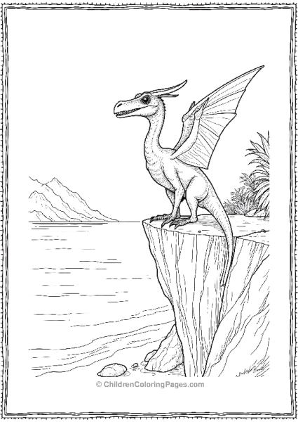 A Realistic Pterodactyl Perched On A Cliff  Free PDF Printable