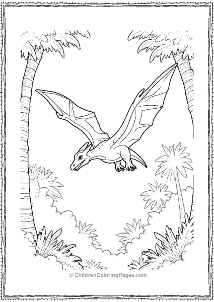 A Realistic Pterodactyl Soaring Above A Dense Forest Free PDF Printable