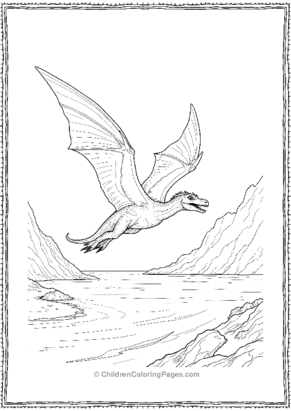 A Realistic Pterodactyl Soaring Over A Prehistoric Landscape Free PDF Printable