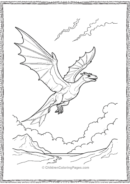 A Realistic Pterodactyl Soaring Through A Storm Free PDF Printable