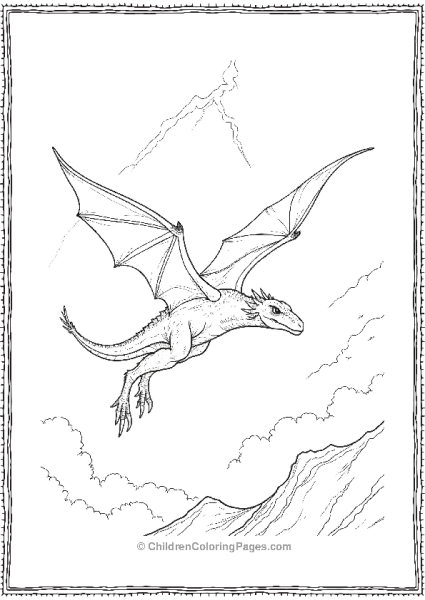 A Realistic Pterodactyl Soaring Through A Stormy Sky Free PDF Printable