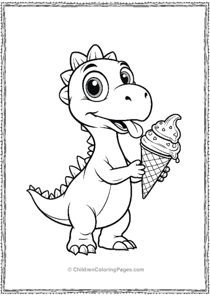 A Dilophosaurus Holding An Ice Cream Cone Free PDF Printable