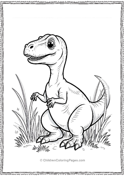 A Velociraptor Sitting In Tall Grass With Only The Head Visible Free PDF Printable