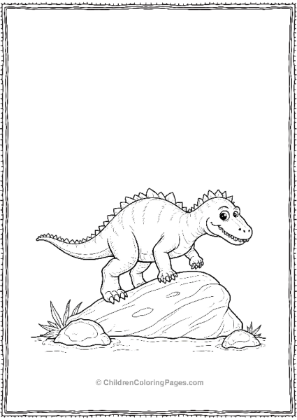 Allosaurus Climbing Over Rock Free PDF Printable