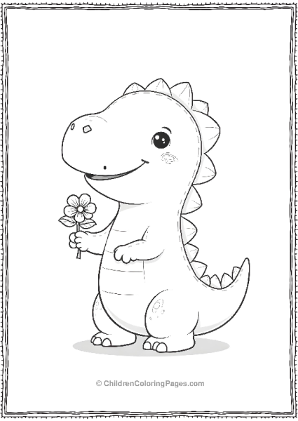 Allosaurus Holding A Small Flower Free PDF Printable