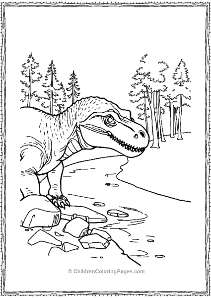 Allosaurus Looking Down A River Free PDF Printable