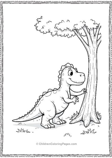 Allosaurus Peeking From Behind A Tree Free PDF Printable