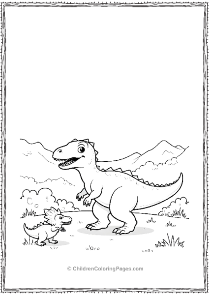 Allosaurus Playing With Other Dinosaurs Free PDF Printable