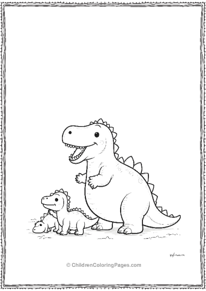 Allosaurus Playing With Small Dinosaur Toys Free PDF Printable