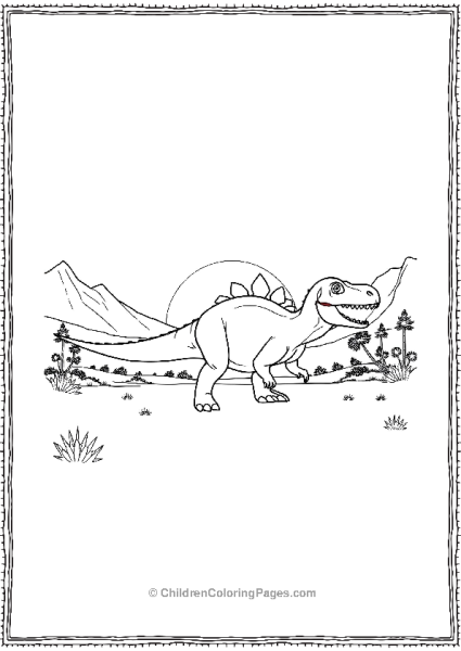 Allosaurus Prowling Through A Valley Free PDF Printable