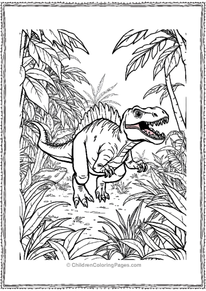 Allosaurus Running Through A Thick Forest Free PDF Printable