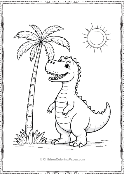 Allosaurus Standing Next To A Palm Tree Free PDF Printable