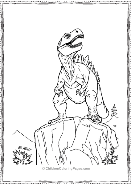 Allosaurus Standing On A Cliff Free PDF Printable