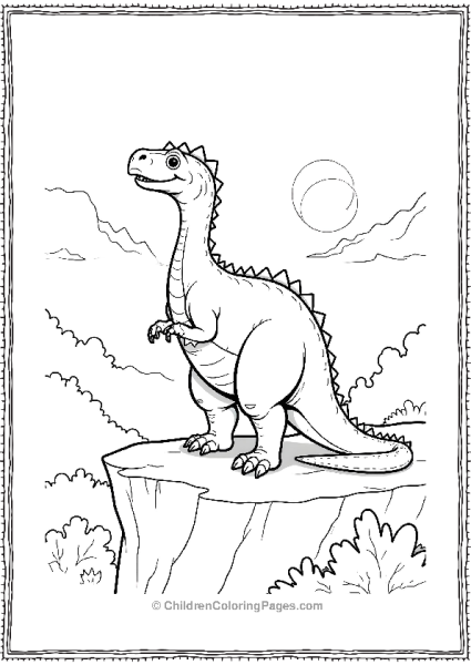 Allosaurus Standing On Cliff Free PDF Printable