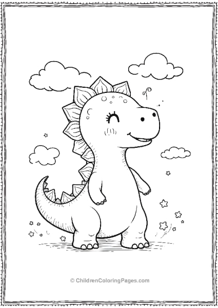 Allosaurus Surrounded By Clouds Free PDF Printable