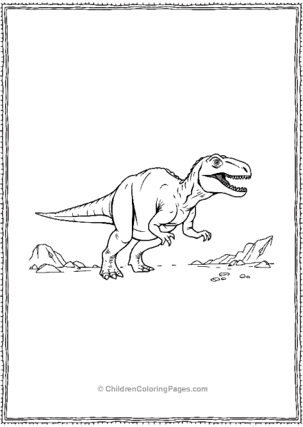 Allosaurus Walking Across A Rocky Terrain Free PDF Printable