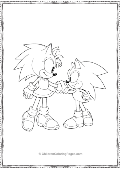 Amy Rose From Sonic Fighting With Sonic Free PDF Printable