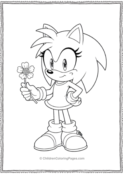 Amy Rose From Sonic Smiling At A Flower Free PDF Printable