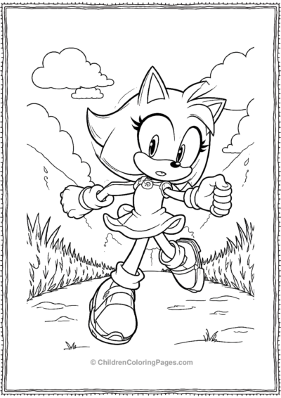 Amy-Rose-Running-with-Sonic-in-Green-Hill-Zone Free PDF Printable