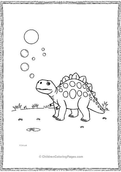 An Ankylosaurus Blowing Bubbles With Tiny Bubbles Free PDF Printable