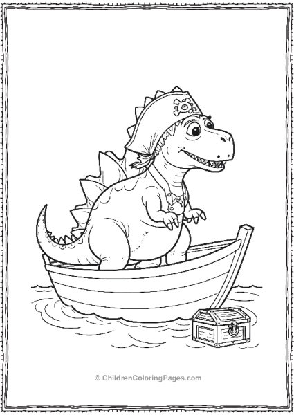 An Ankylosaurus Dressed As A Pirate Sailing On A Ship Free PDF Printable