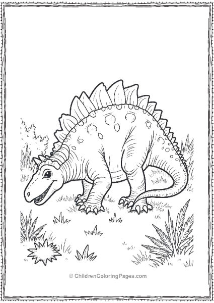 An Ankylosaurus Grazing In A Prehistoric Meadow Free PDF Printable