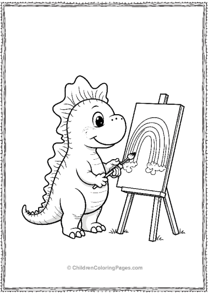 An Ankylosaurus Holding A Paintbrush Painting A Rainbow Free PDF Printable