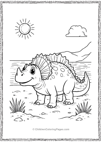 An Ankylosaurus Playing In The Sand At The Beach Free PDF Printable