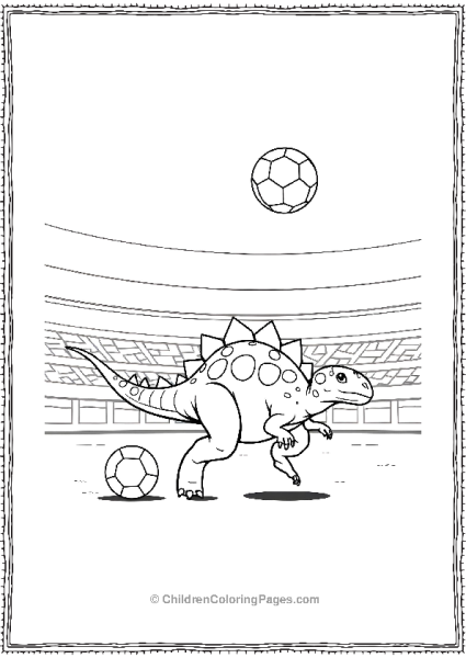 An Ankylosaurus Playing Soccer With A Ball Mid Air Free PDF Printable